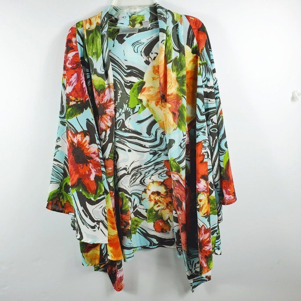 AVENUE Multicolored Asymmetrical Kimono-Style Blazer Sz 18-20